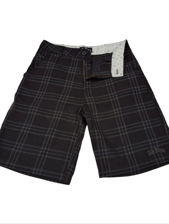 No Fear Other - No Fear Vintage Mens Y2K Black Plaid Knee Length Streetwear Shorts